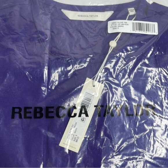 NEW Rebecca Taylor Purple A-line Puff Sleeves T-shirt US S - Picture 5 of 5